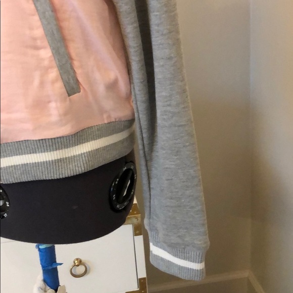 Stradivarius pink and gray bomber satin jacket med - Picture 3 of 7